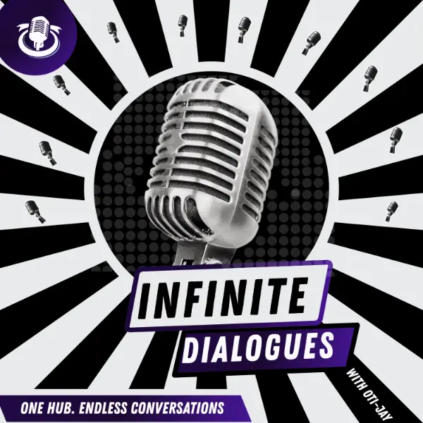 Interview logo from the Infinite Dialogues podcast featuring The Uncomfortable Comfort Zone book discussing small business mindset and feeling stuck