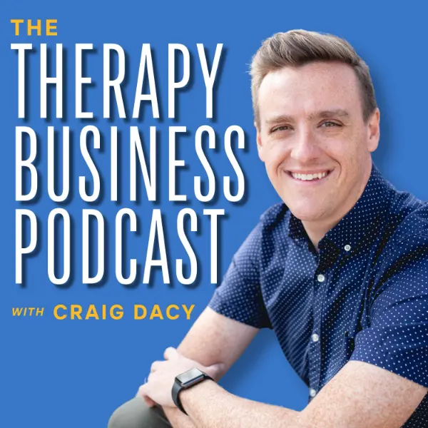 Interview logo from the Therapy Business Podcast featuring The Uncomfortable Comfort Zone book discussing small business mindset and feeling stuck